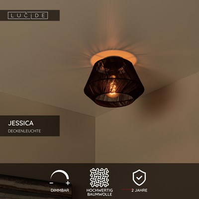 Lucide JESSICA - Deckenleuchte - Ø 30 cm - 1xE27 - Schwarz